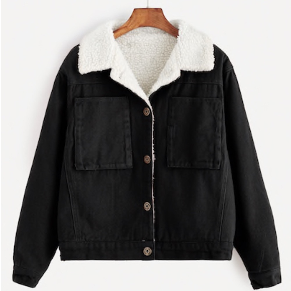 Fur denim jacket